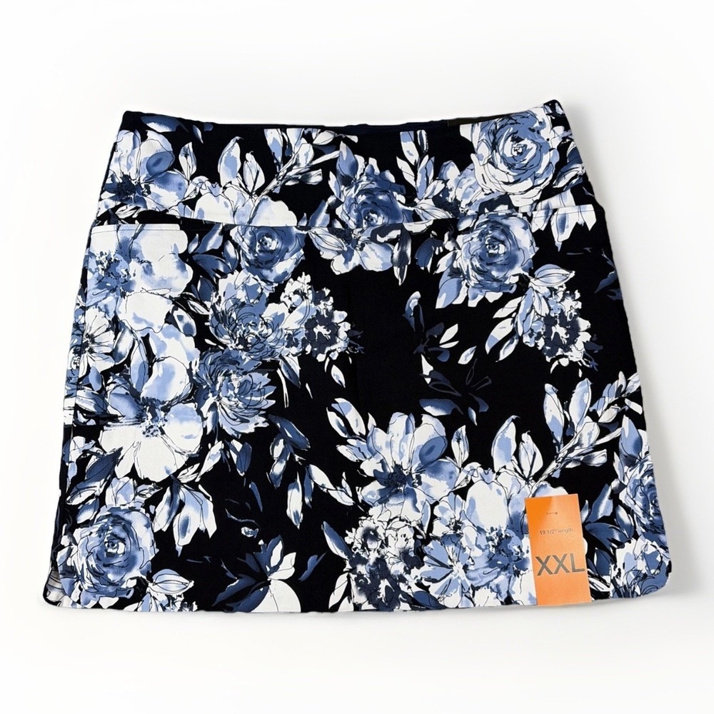 S.C. & CO. Skort Womens XXL Navy Floral 360 Tummy‎ Control Active Skirt